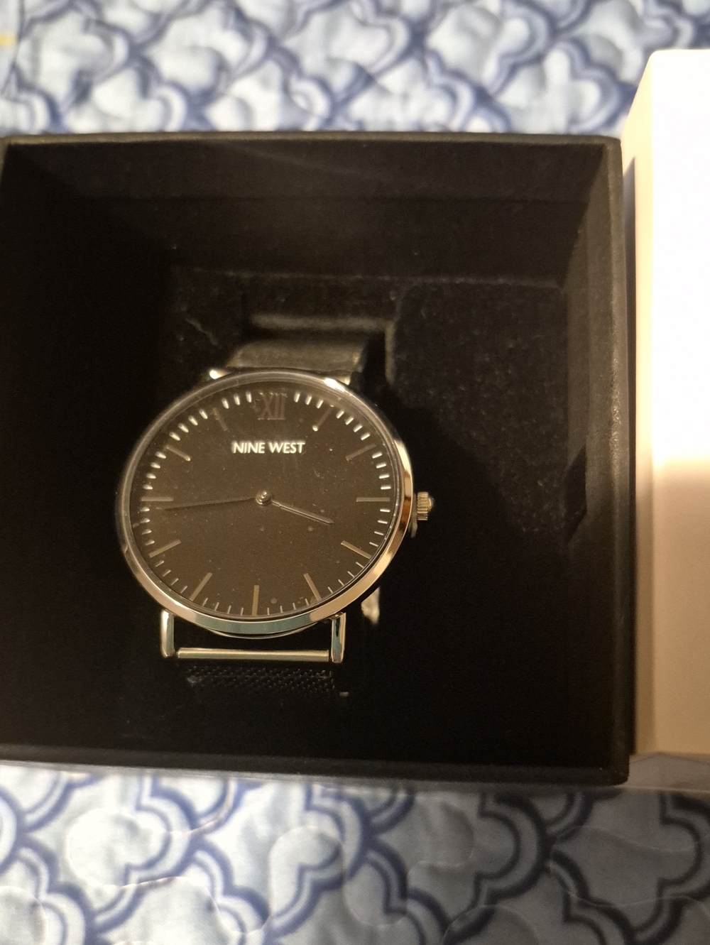 Nine West Black and Silver Minimalist Men's Watch